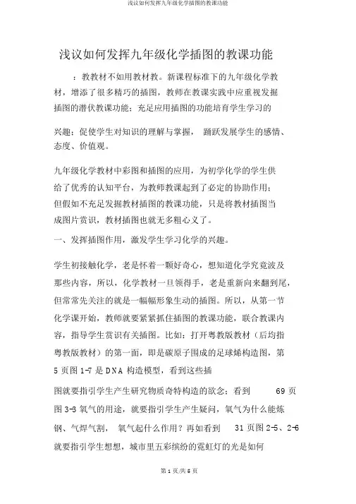 浅议如何发挥九年级化学插图的教学功能
