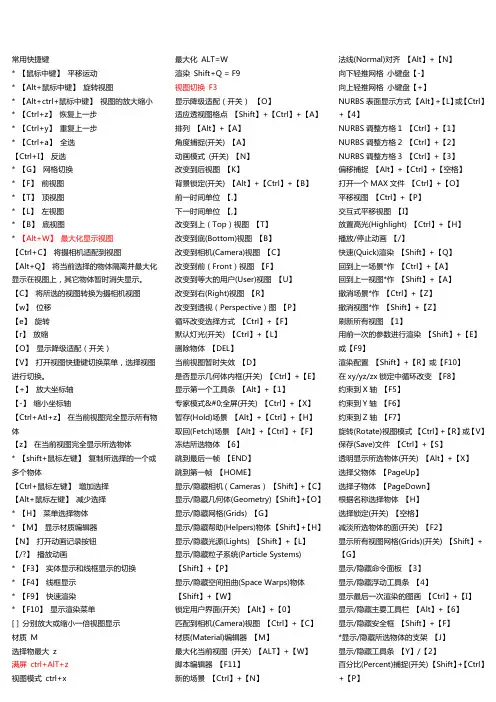 3DMAX2014快捷键(超全)