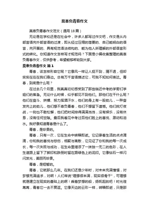 莫辜负青春作文范文（通用18篇）