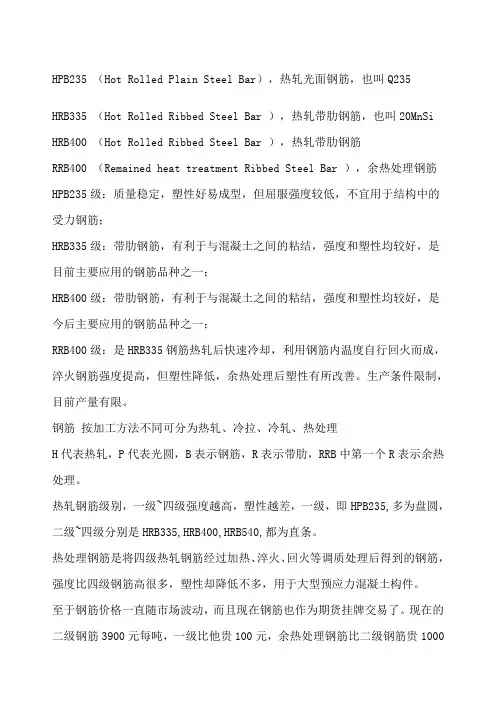 钢筋代号及型号