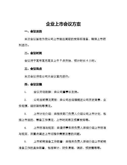企业上市会议方案