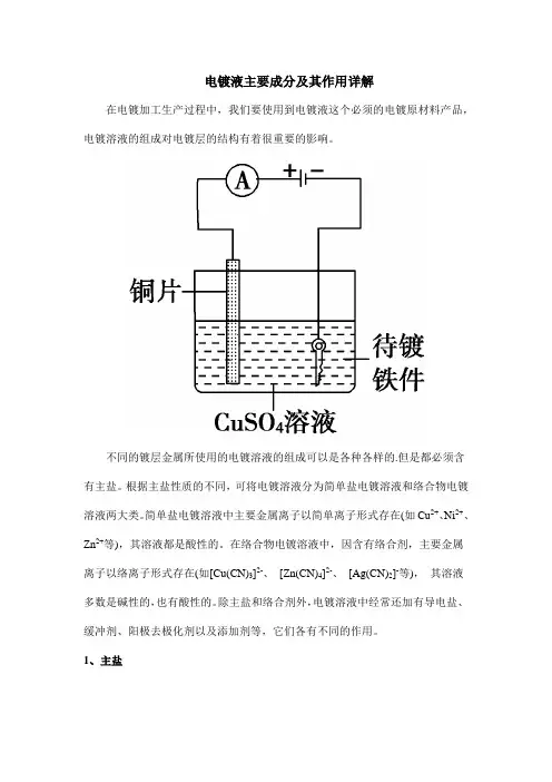 电镀液主要成分及其作用详解