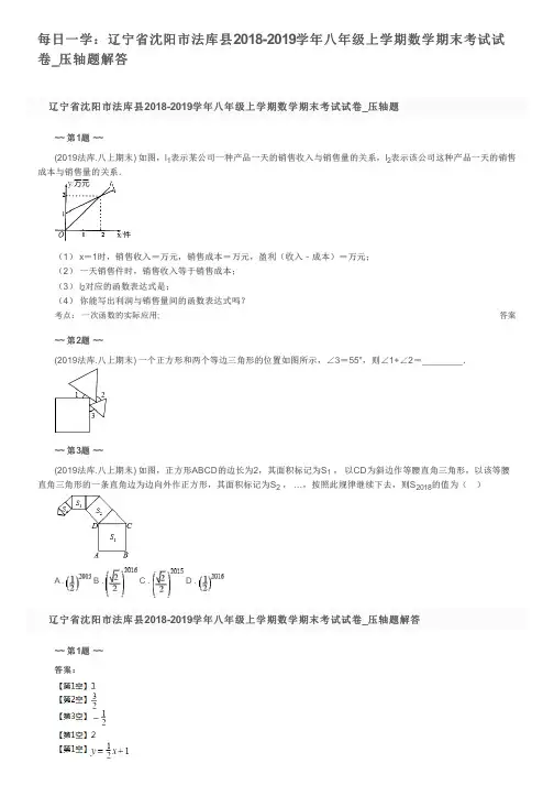 每日一学：辽宁省沈阳市法库县2018-2019学年八年级上学期数学期末考试试卷_压轴题解答