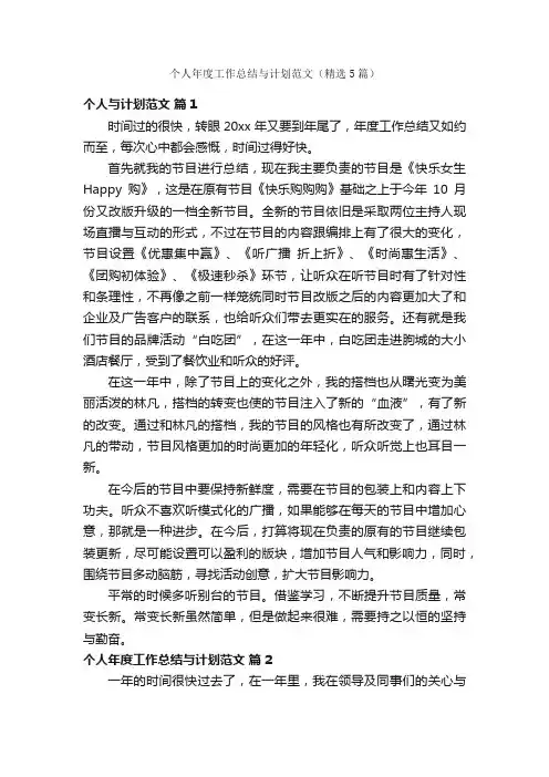 个人年度工作总结与计划范文（精选5篇）