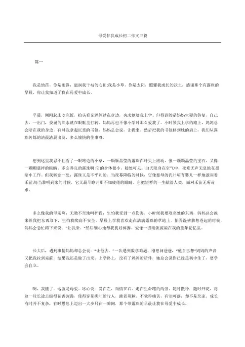 母爱伴我成长初二作文三篇