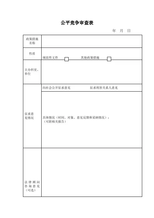 公平竞争审查表