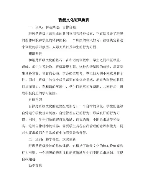 班级文化班风班训