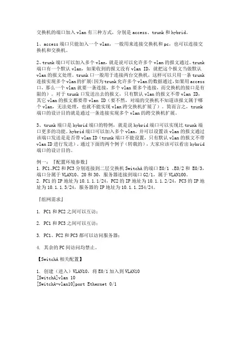 华为_华三交换机混合(hybrid)接口配置详解