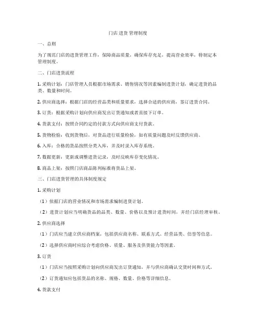 门店 进货 管理制度