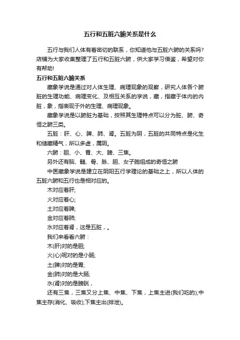五行和五脏六腑关系是什么