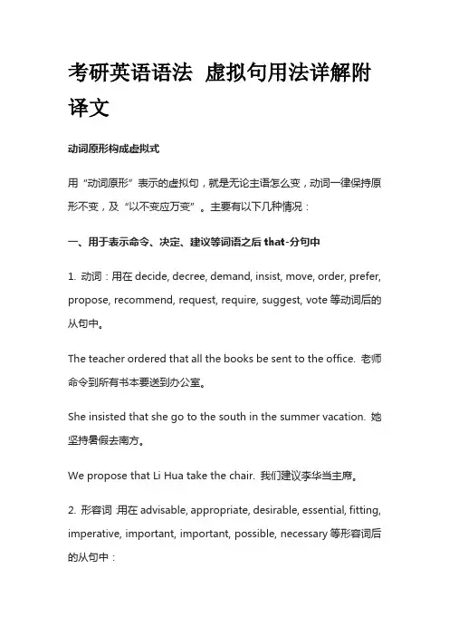 考研英语语法 虚拟句用法详解附译文