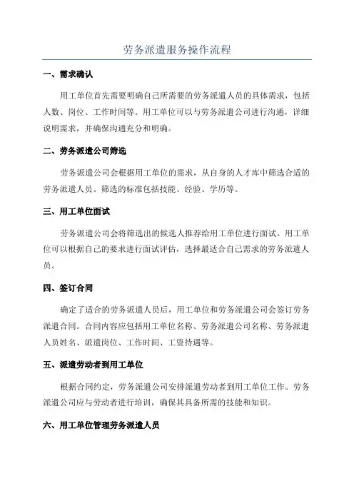 劳务派遣服务操作流程