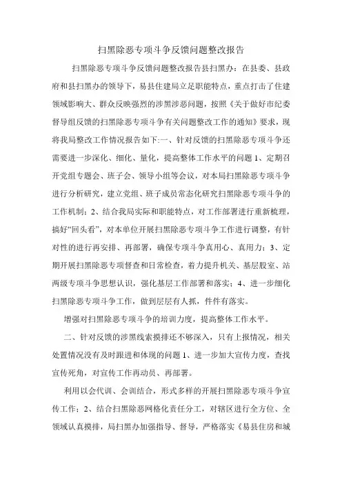扫黑除恶专项斗争反馈问题整改报告.doc