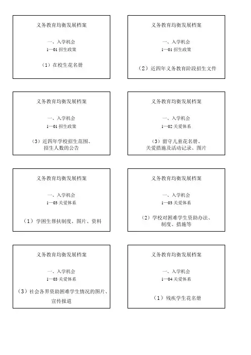 义务教育均衡督导档案正面标签
