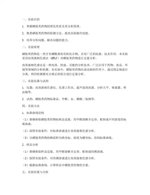 磺胺分析实验报告