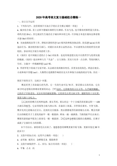 2020年高考语文复习基础组合精练一附答案解析