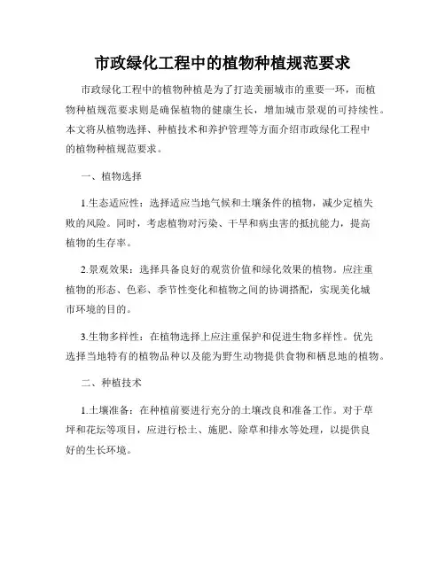 市政绿化工程中的植物种植规范要求
