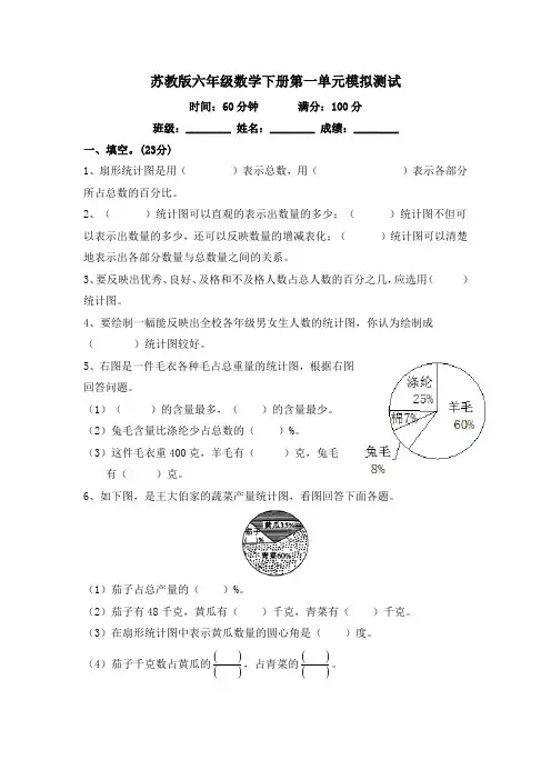 苏教版六年级数学下册第一单元模拟测试及答案