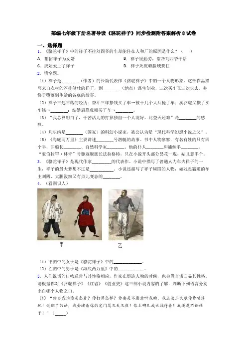 部编七年级下册名著导读《骆驼祥子》同步检测附答案解析8试卷