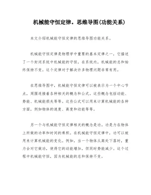 机械能守恒定律。思维导图(功能关系)