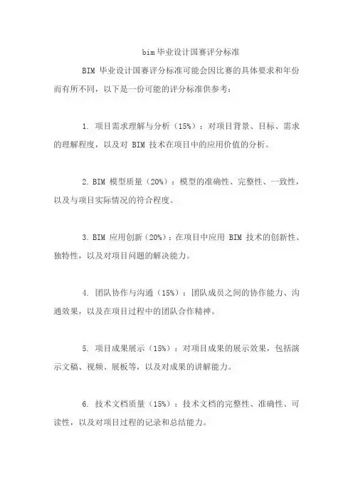 bim毕业设计国赛评分标准