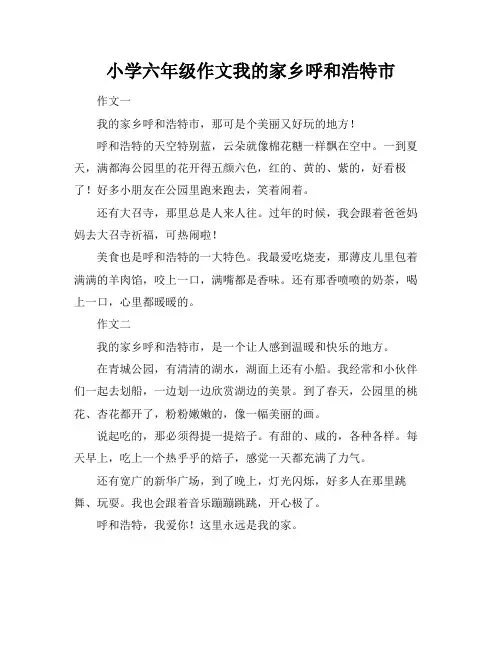 小学六年级作文我的家乡呼和浩特市