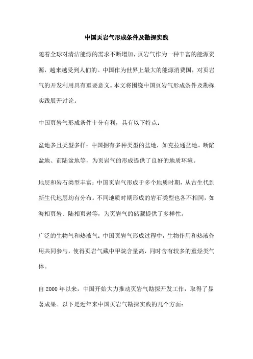 中国页岩气形成条件及勘探实践
