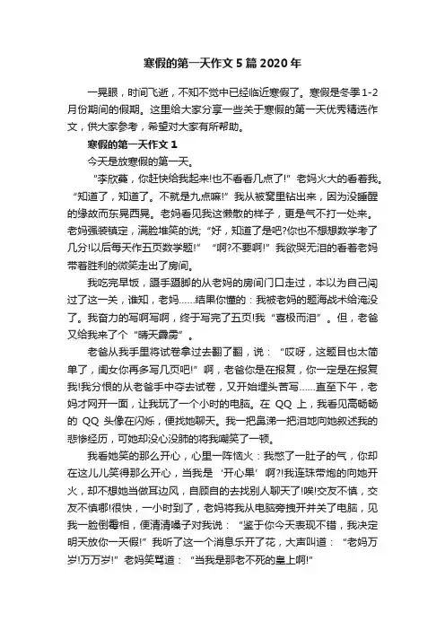 寒假的第一天作文5篇2020年