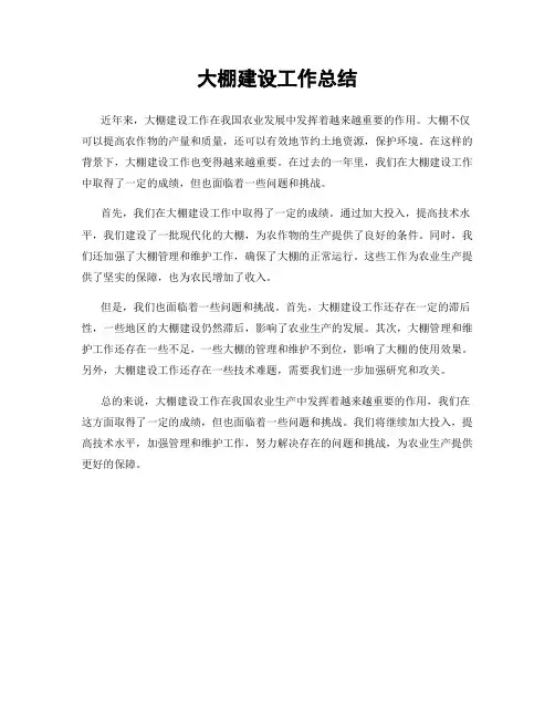 大棚建设工作总结