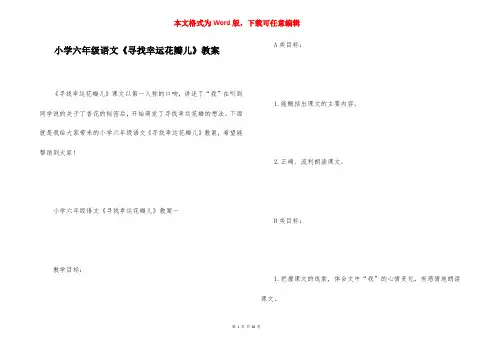小学六年级语文《寻找幸运花瓣儿》教案