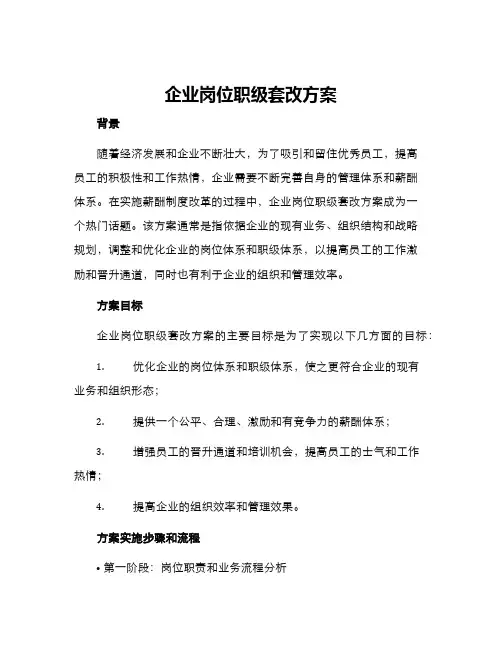 企业岗位职级套改方案