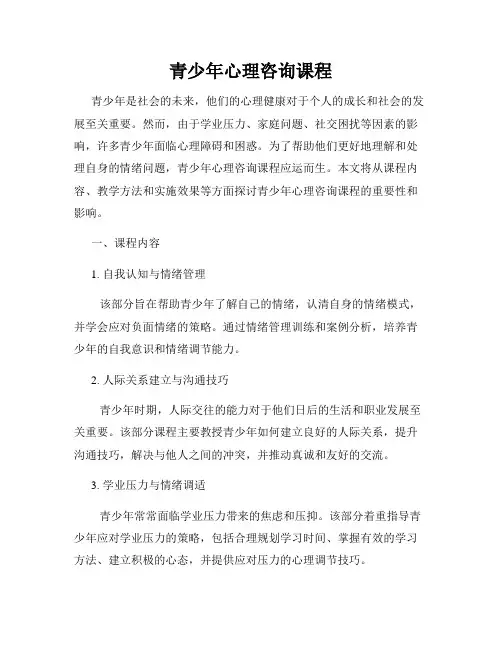 青少年心理咨询课程