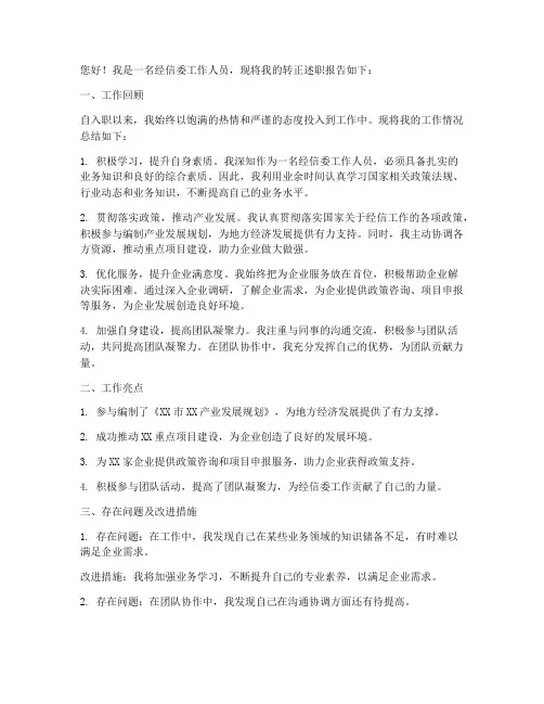 经信委转正述职报告