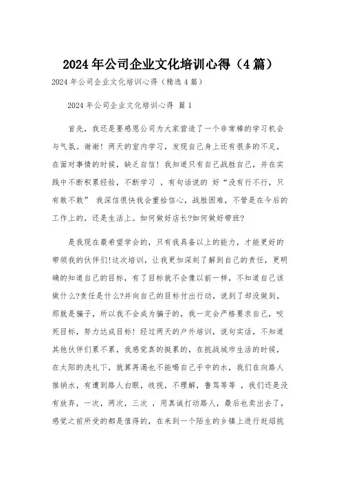2024年公司企业文化培训心得(4篇)