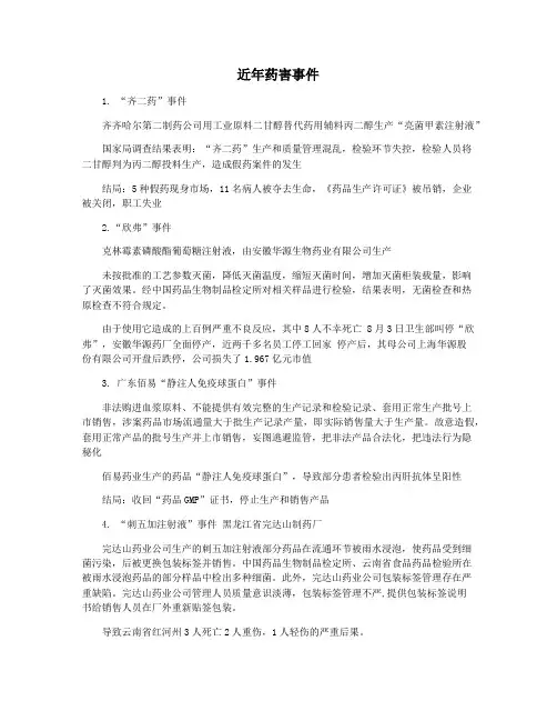 近年药害事件