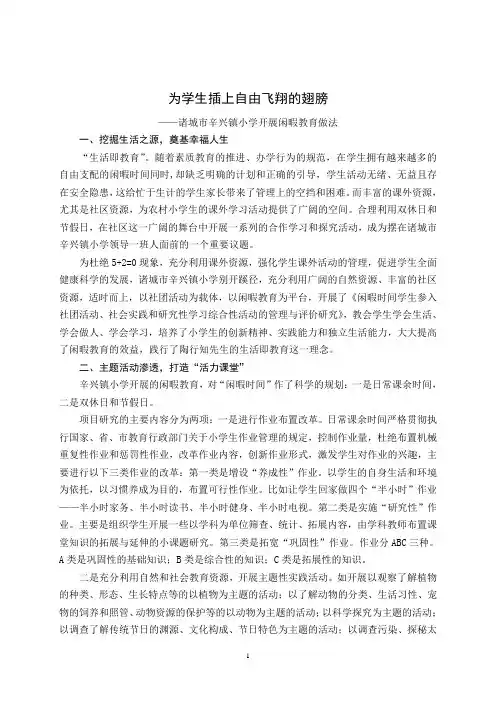 诸城市辛兴镇闲暇教育做法