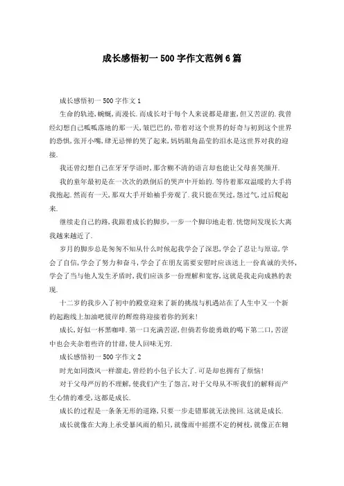 成长感悟初一500字作文范例6篇