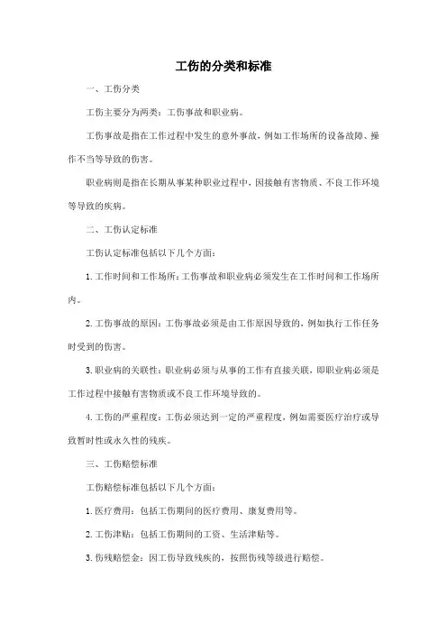 工伤的分类和标准