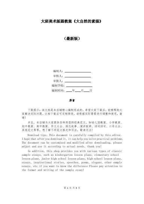 大班美术版画教案《大自然的素描》
