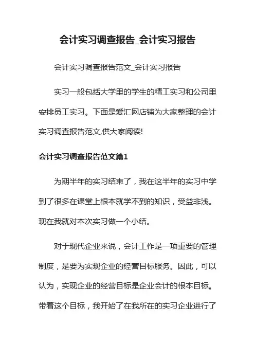 会计实习调查报告_会计实习报告