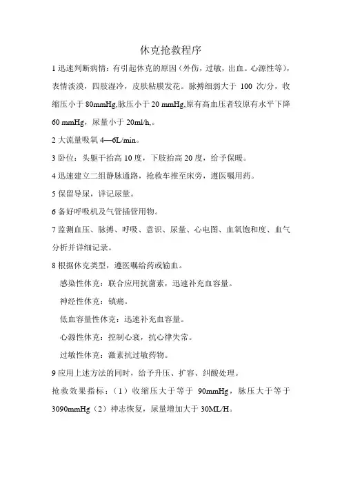 休克抢救程序
