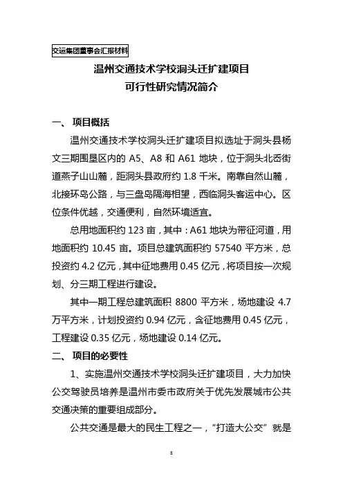 洞头迁扩建项目可行性报告