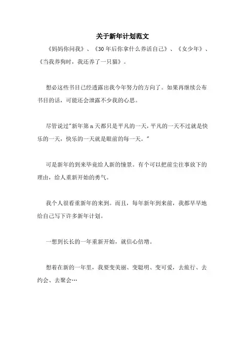 2020年关于新年计划范文