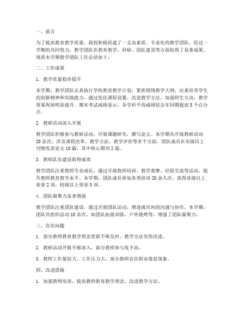 教学团队报告总结范文