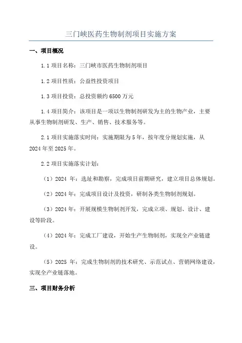 三门峡医药生物制剂项目实施方案
