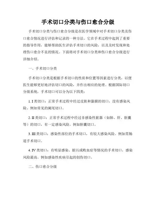 手术切口分类与伤口愈合分级