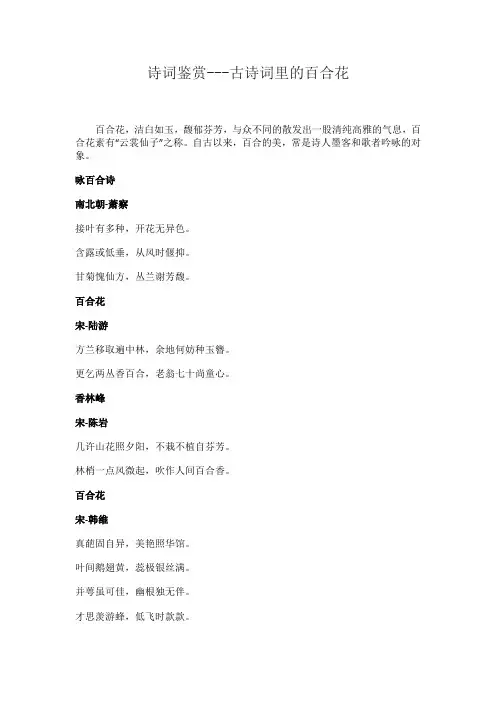 诗词鉴赏---古诗词里的百合花
