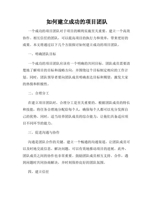 如何建立成功的项目团队