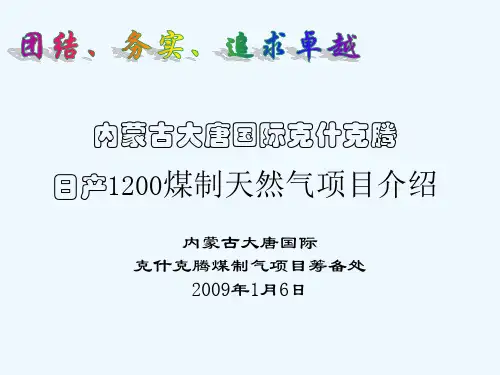 克旗煤制气项目主要工艺