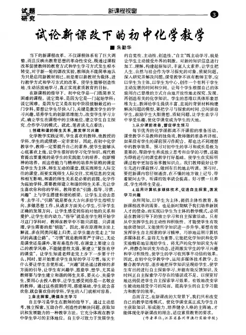 试论新课改下的初中化学教学
